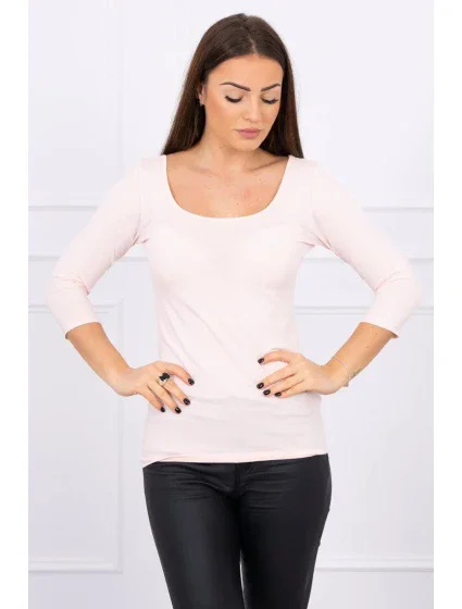 Blúzka s okrúhlym výstrihom púdrovo ružová