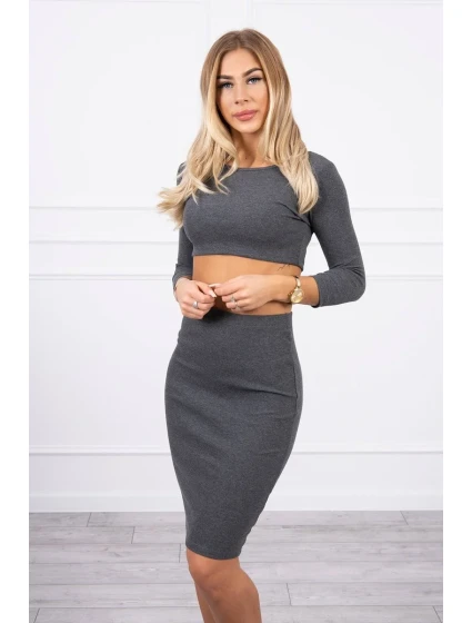 Súprava blúzky a sukne v grafitovej farbe Súprava blúzky a sukne v grafitovej farbe