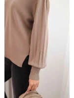 Dámsky viskózový sveter s dlhým rukávom a bočným rozparkom Fango Dámsky viskózový sveter s dlhým rukávom a bočným rozparkom Fango