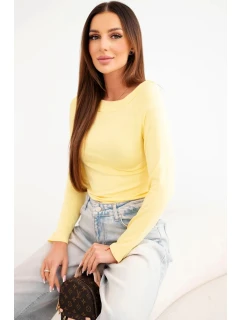 Dámská viskózová blůza s širokým výstřihem a dlouhým rukávem žlutá