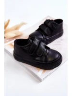 Dziecięce Skórzane Tenisówki Trampki Na Rzepy Czarne Foster Dziecięce Skórzane Tenisówki Trampki Na Rzepy Czarne Foster