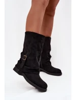Dámské kozačky s  lemem do  s přezkou Černé model 21715266 - Boto