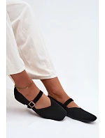 Baletky z pruhovaného materiálu s páskem a sponou Černé Calvra