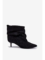 Černé slip-on kozačky typu Slouchy na podpatku Loralia
