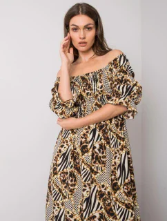 Šaty DHJ SK 13965.71P čierna a béžová