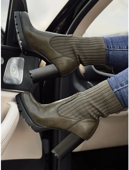 dámské kozačky s vysokým podpatkem zelené Dstreet model 21981372 - FashionStreet