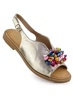 Dámske zlaté sandále s korálkami Filippo DS6230