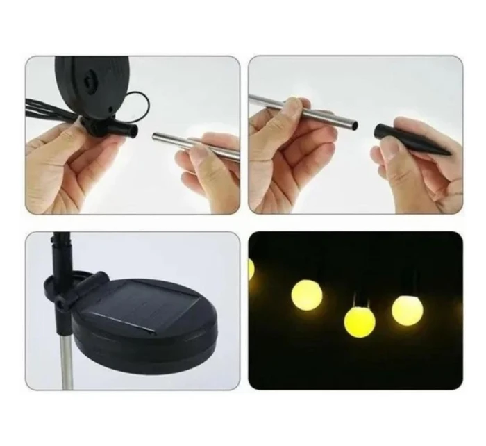 SOLÁRNA LAMPA TANCUJÚCA VO VETRE BIELE GULE 6 LED 72CM