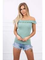 Španielska blúzka s volánikmi tmavo mätová Španielska blúzka s volánikmi tmavo mätová