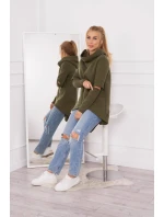 Zateplená mikina s delšími zády v barvě khaki