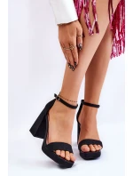 Błyszczące Sandałki Na Masywnym Obcasie Czarne Calmi Błyszczące Sandałki Na Masywnym Obcasie Czarne Calmi