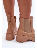 Dámské kožené botky se zdobením Bežové model 21633828 - Boto Dámské kožené botky se zdobením Bežové model 21633828 - Boto