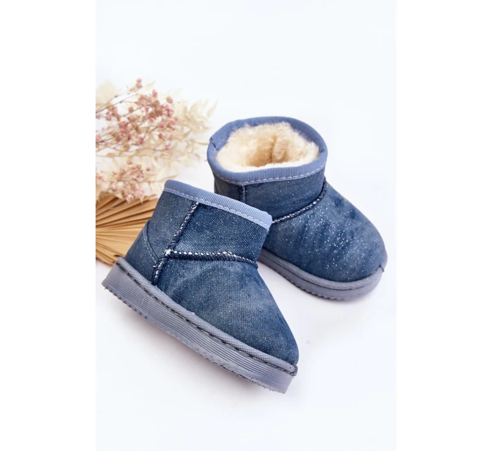 Dziecięce Śniegowce Botki Z Brokatem Niebieskie Sulinne Dziecięce Śniegowce Botki Z Brokatem Niebieskie Sulinne