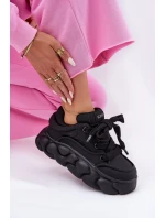 Dámské Kožené Tenisky Na Masivní Platformě model 21692679 Černé - Goe