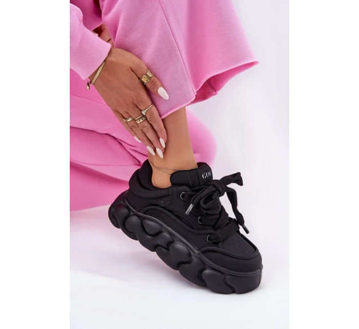 Dámské Kožené Tenisky Na Masivní Platformě model 21692679 Černé - Goe