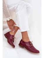 Dámské kožené elegantní šněrovací polobotky model 21707326 bordó - Zazoo