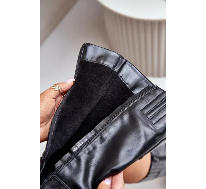 Čierne topánky Ellithira z eko kože na podpätku Čierne topánky Ellithira z eko kože na podpätku