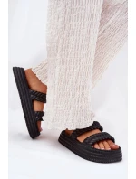 Dámske ľahké papuče na platforme S.Barski - čierne