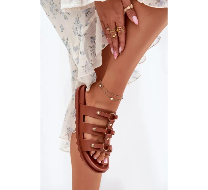 Dámske papuče s remienkami - ťava