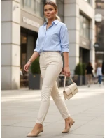 Jeansy damskie skinny z wysokim stanem ecru model 22016710 - FashionStreet