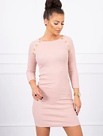 Šaty s ozdobnými gombíkmi tmavo púdrovo ružové