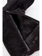 Botki Wokrery Damskie Z Ozdobnym Elementem Ocieplane Czarne Kalindra