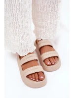 Dámske ľahké papuče na platforme S.Barski - béžové