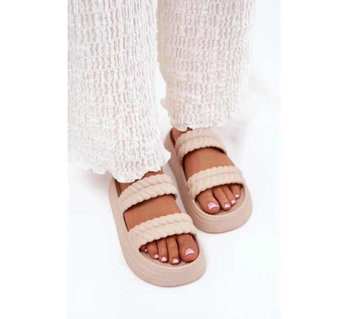 Dámske ľahké papuče na platforme S.Barski - béžové