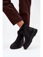 Dámske snehové topánky Briselle na platforme s kožušinou - čierne Dámske snehové topánky Briselle na platforme s kožušinou - čierne