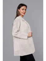 Krátky béžový vlnený prehoz cez oblečenie typu alpaka (7108-1)