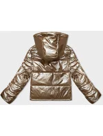 Dámska béžová krátka bunda nadrozmernej veľkosti (5M3193-84)