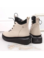 Filippo zateplené kožené topánky na platforme W PAW482 beige Filippo zateplené kožené topánky na platforme W PAW482 beige
