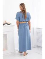 Dlhé šaty s ozdobným pásom denim Dlhé šaty s ozdobným pásom denim