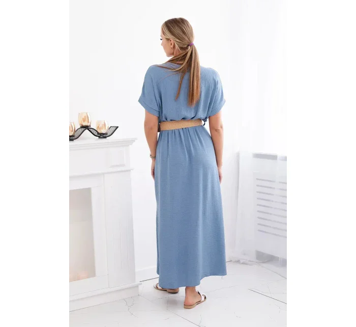 Dlhé šaty s ozdobným pásom denim Dlhé šaty s ozdobným pásom denim