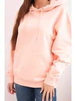 Dámská mikina s kapucí a model 21494967 z bavlny lososová - K-Fashion