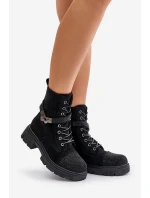 Zateplené kotníkové boty s ozdobou Černé model 21671908 - S.Barski Zateplené kotníkové boty s ozdobou Černé model 21671908 - S.Barski