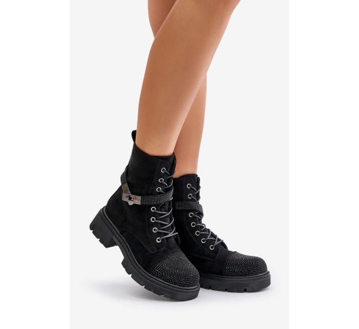 Zateplené kotníkové boty s ozdobou Černé model 21671908 - S.Barski Zateplené kotníkové boty s ozdobou Černé model 21671908 - S.Barski