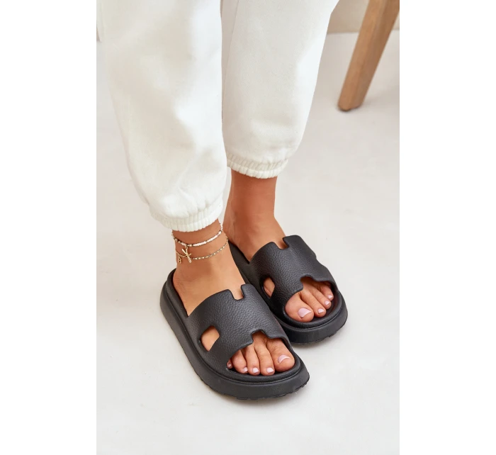 Piankowe Klapki Z Wycięciami Czarne Neladith Piankowe Klapki Z Wycięciami Czarne Neladith