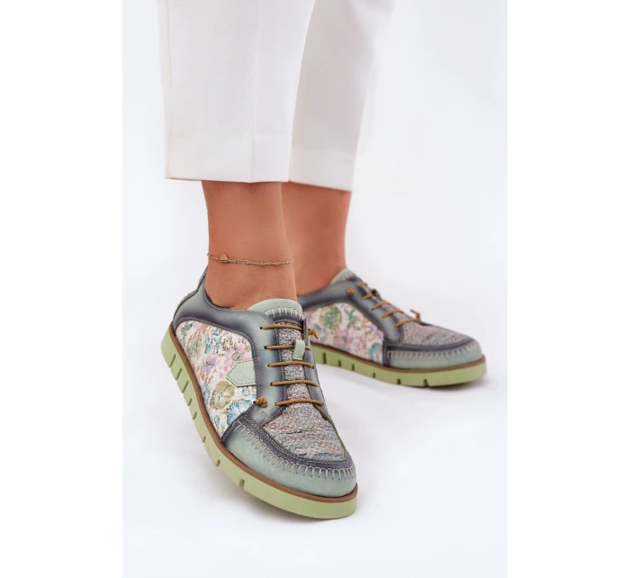 Kožené dámské polobotky s vzorem model 21692637 zelené - Maciejka