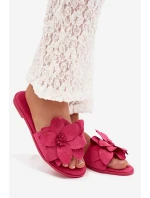 Dámské ploché nazouváky s ozdobnými květinami Fuksie Elzoria