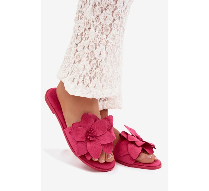 Dámské ploché nazouváky s ozdobnými květinami Fuksie Elzoria