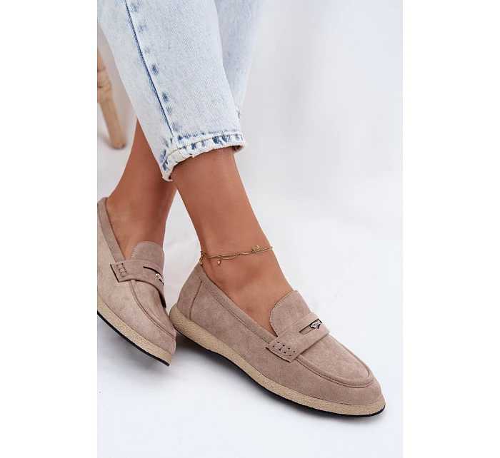 Dámské mokasíny z imitace semiše Vinceza Béžové Dámské mokasíny z imitace semiše Vinceza Béžové