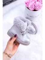 Srebrne Ocieplane Dziecięce Botki Trapery Fobos Srebrne Ocieplane Dziecięce Botki Trapery Fobos