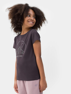 Dievčenské tričko s potlačou 4FJSS23TTSHF387-50S tmavo fialové - 4F