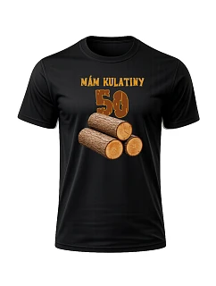 Pánské bavlněné tričko s potiskem - MÁM KULATINY 50 - černé