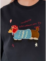 Dámská oversize mikina s výšivkou tmavě modrá Dstreet model 21989119 - FashionStreet