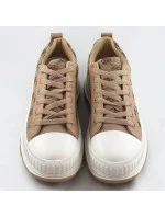 Tmavo béžové tenisky trampky s vyššou podrážkou (S067)