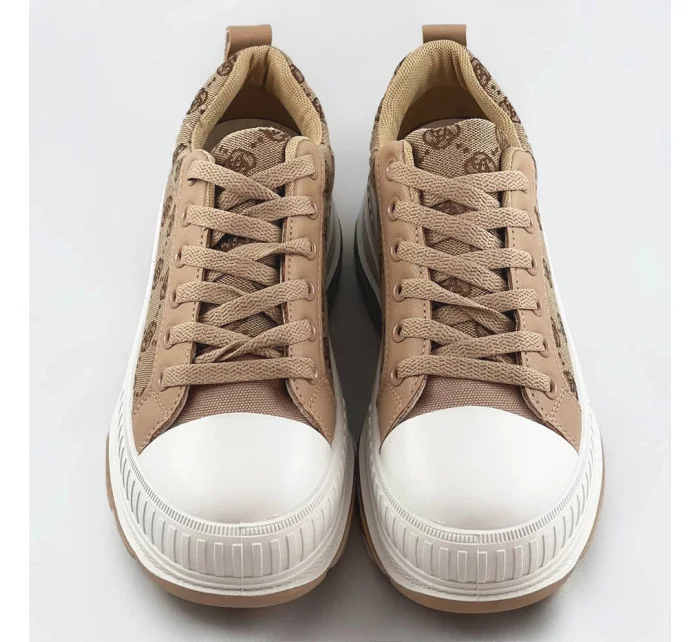 Tmavo béžové tenisky trampky s vyššou podrážkou (S067)