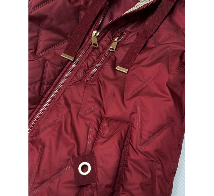 Dámska prešívaná bunda s asymetrickou spodnou časťou Goodlookin tmavo červená (B8592-27)