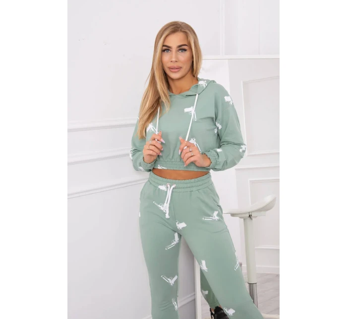 Sada s potlačou pištole tmavo mätová